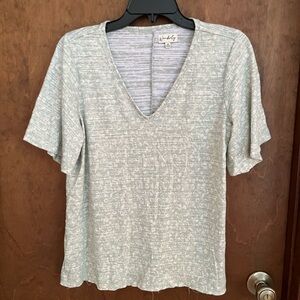 Lucky Brand Women's Green V-Neck Top